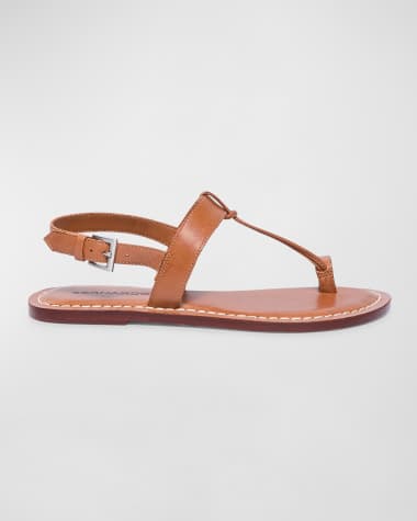 Bernardo Calfskin T-Strap Slingback Sandals