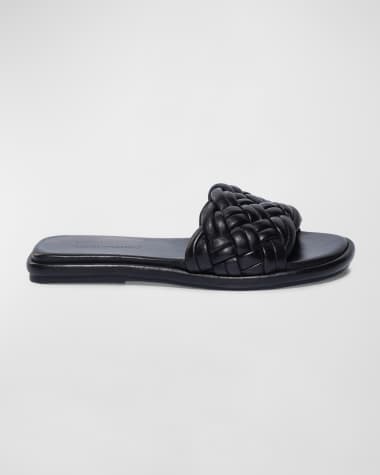 Bernardo Braided Leather Flat Slide Sandals