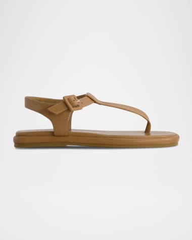 Bernardo Leather Ankle-Strap Thong Sandals