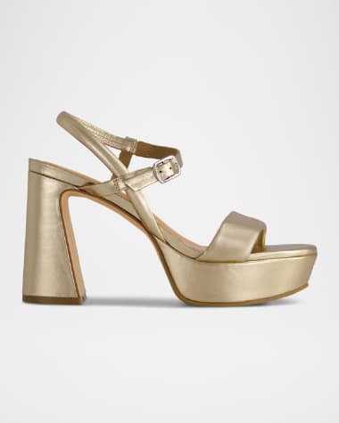 Bernardo Metallic Ankle-Strap Platform Sandals