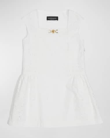 Versace Girl's Barocco Sangallo Sleeveless Poplin Dress, Size 8-14 Girl's Barocco Sangallo Sleeveless Poplin Dress, Size 4-6