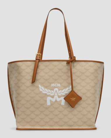 MCM Lauretos Monogram Canvas Shopper Tote Bag