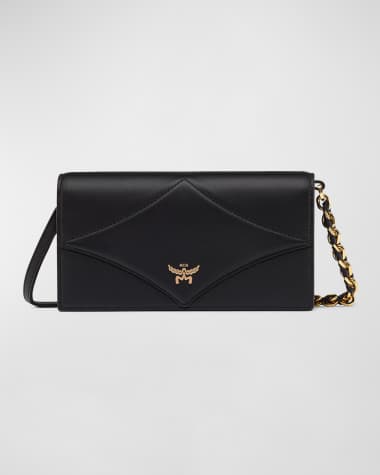 MCM Diamond Flap Leather Wallet on Chain