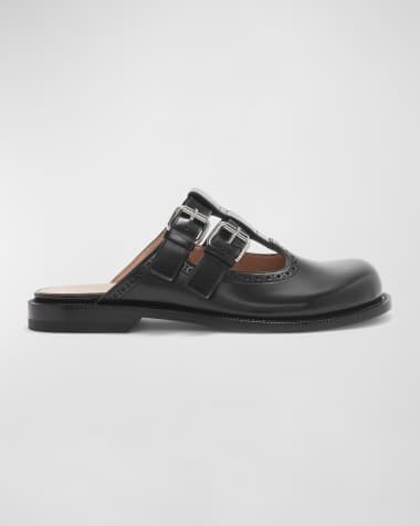 Loewe Campo Leather Mary Jane Mules