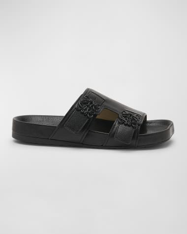Loewe Ease Leather Dual-Buckle Slide Sandals
