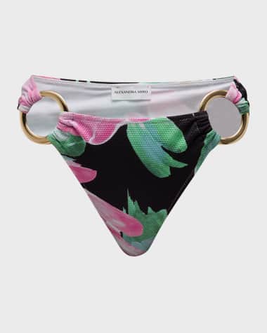 Alexandra Miro Winter Floral Tanga Ring Bikini Bottoms