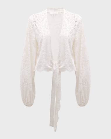 Alexandra Miro Tabitha Lace Tie-Front Crop Top