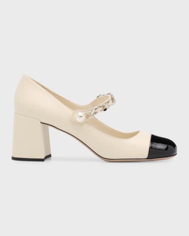 Miu Miu Bicolor Leather Mary Jane Pumps