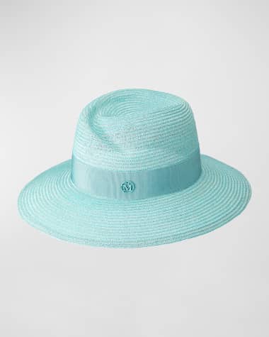 Maison Michel Virginie Seasonal Iconic Aqua Straw Fedora