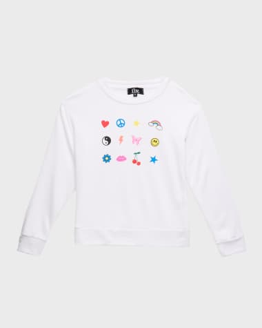 Flowers by Zoe Girl's Multi Icon 3-Row Design Pullover, Size 4-6