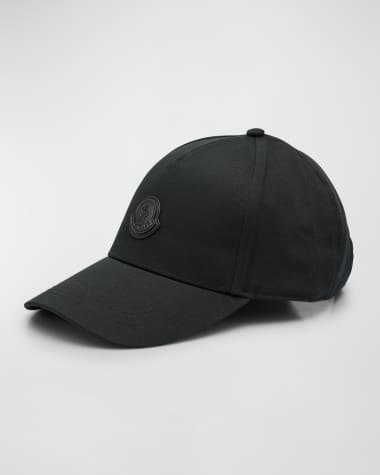 Moncler Men's Gabardine Leather-Patch Baseball Cap