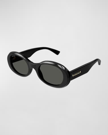 Gucci Logo Acetate Oval Sunglasses