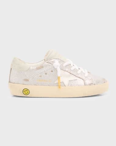 Golden Goose Girl's Superstar Lace Up Micro Crackle Sneakers, Kids