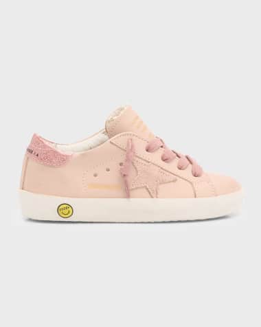 Golden Goose Girl's Superstar Pink Suede Low-Top Sneakers, Kids