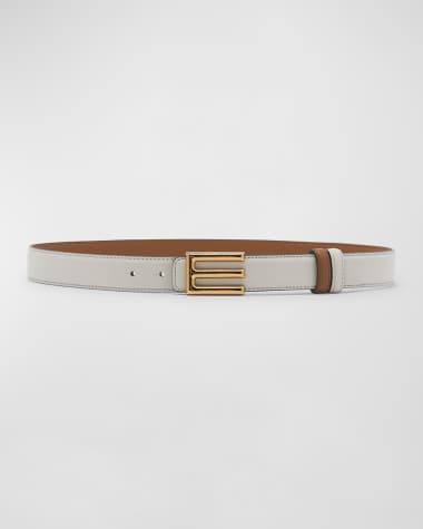 Etro E-Monogram Reversible Leather & Brass Belt