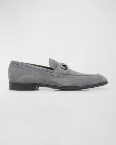 Ferragamo Men's Foster Suede Gancini Bit Loafers