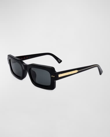 Marni Logo Acetate Rectangle Sunglasses