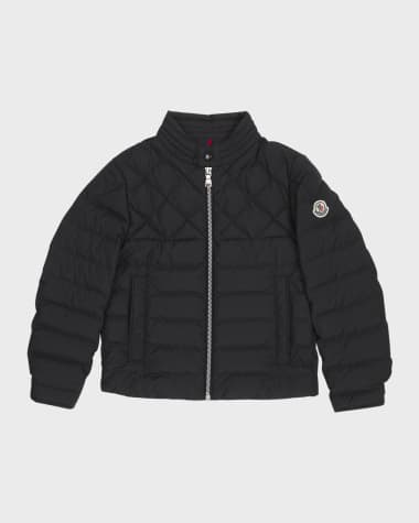 Moncler Boy's Cleanthe Quilted Down Biker Jacket, Size 4-6