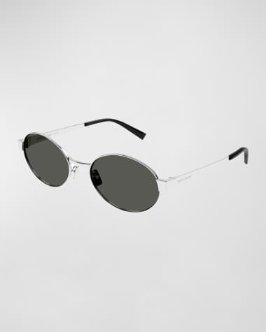 Saint Laurent Logo Metal Oval Sunglasses