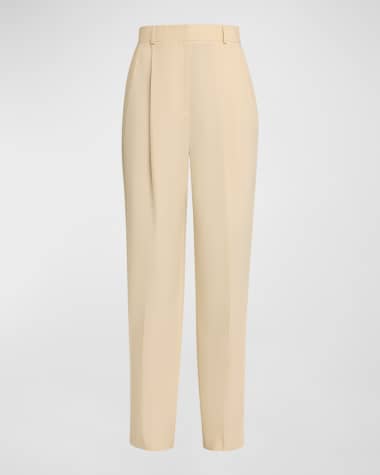 Toteme Mid-Rise Double-Pleated Straight-Leg Tailored Trousers