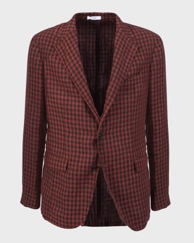 Boglioli Men's Linen Gingham Sport Coat