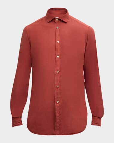 Boglioli Men's Garment-Dyed Lyocell Sport Shirt
