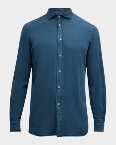 Boglioli Men's Garment-Washed Lyocell Sport Shirt