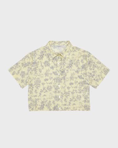 Golden Goose Girl's Floral-Print Gingham Shirt, Size 4-10