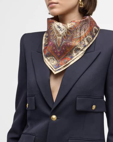 Saint Laurent Vintage Paisley Silk-Blend Square Scarf