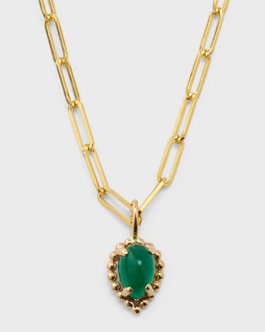 POPPY FINCH 14k Gold Emerald Cabochon Link Necklace