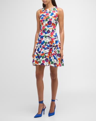 Jonathan Cohen Wild Tie-Dye Poppies Paneled Cocktail Dress