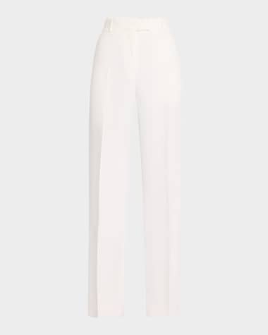Ferragamo Linen Toile Straight-Leg Pants