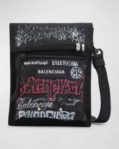 Balenciaga Men's Explorer DIY Metal Allover Small Pouch With Strap
