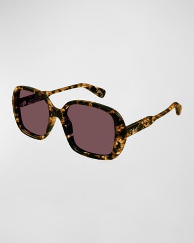Chloe Patterned Acetate Square Sunglasses