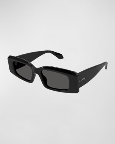 ALAIA Beveled Acetate Rectangle Sunglasses