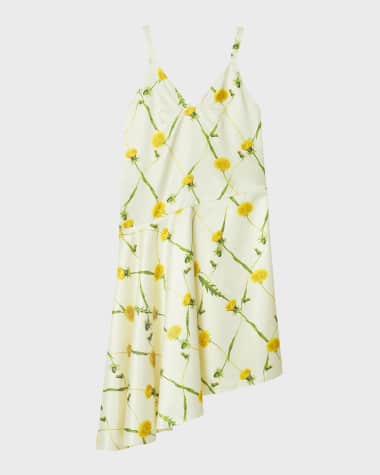 Burberry Floral Print High-Low Mini Dress