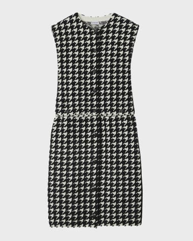 Burberry Houndstooth Button Sleeveless Dress