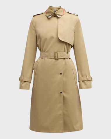 Burberry Sandridge Check Double-Breasted Tench Coat