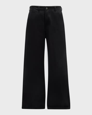 Burberry Men's Wide-Leg Gabardine Trousers