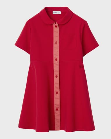 Burberry Girl's Romola EKD Short-Sleeve Button-Front Dress, Size 3-14