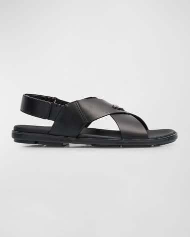 Prada Men's Leather Crisscross Sport Sandals