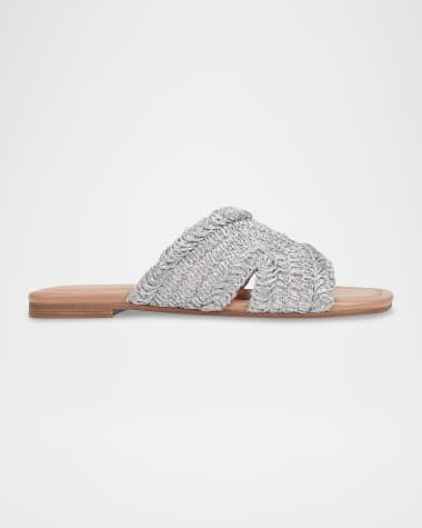 Marc Fisher LTD Narda Woven Raffia Flat Slide Sandals