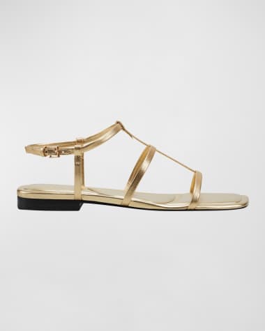 Marc Fisher LTD Leather T-Strap Flat Slingback Sandals