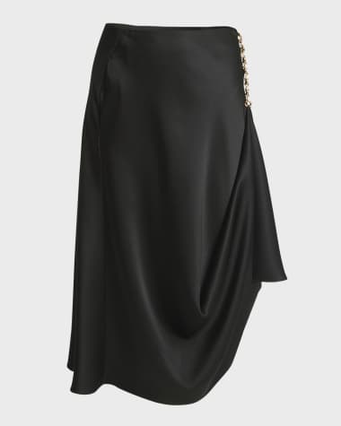 Loewe Chain Draped Midi Satin Skirt