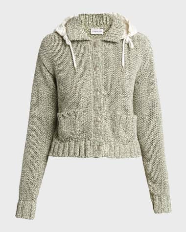 Moncler Rib-Knit Hooded Cardigan