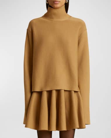 Khaite Sree Turtleneck Long-Sleeve Wool Knit Top