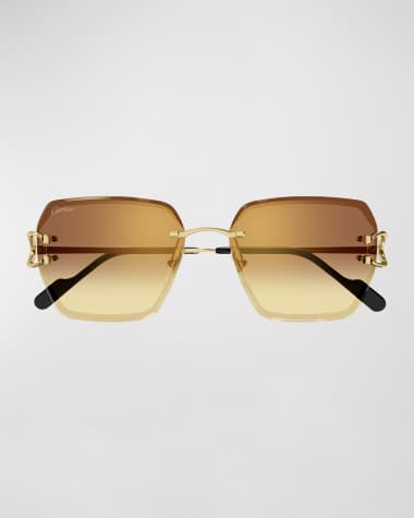 Cartier Rimless Metal Butterfly Sunglasses