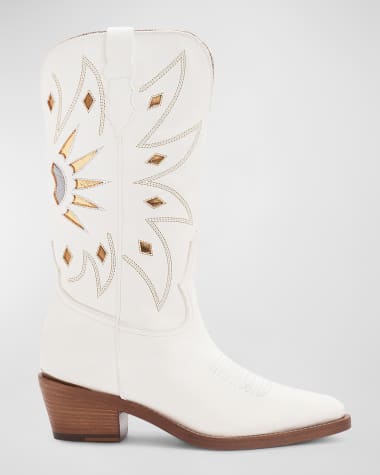 Partlow Abigail Leather Metallic Cutout Western Boots