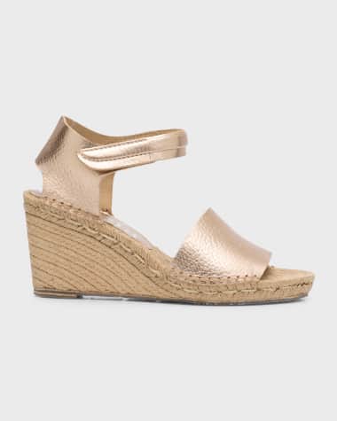 Pedro Garcia Olany Metallic Wedge Espadrille Sandals