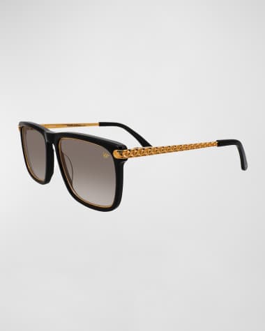 Vintage Frames Company Men's Don Acetate 24K Yellow Gold Rectangle Sunglasses
